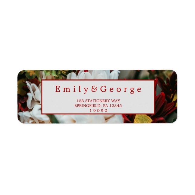 Elegant red roses blossoms Wedding Return Address Label (Front)