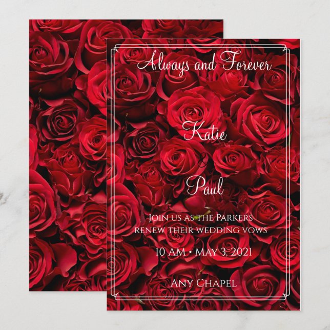 Elegant Red Roses | Bold Floral | Wedding  Invitation (Front/Back)