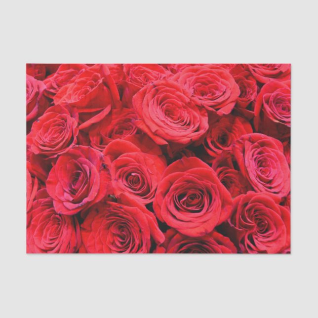 Elegant red roses ed floral photo  tissue paper (Front)