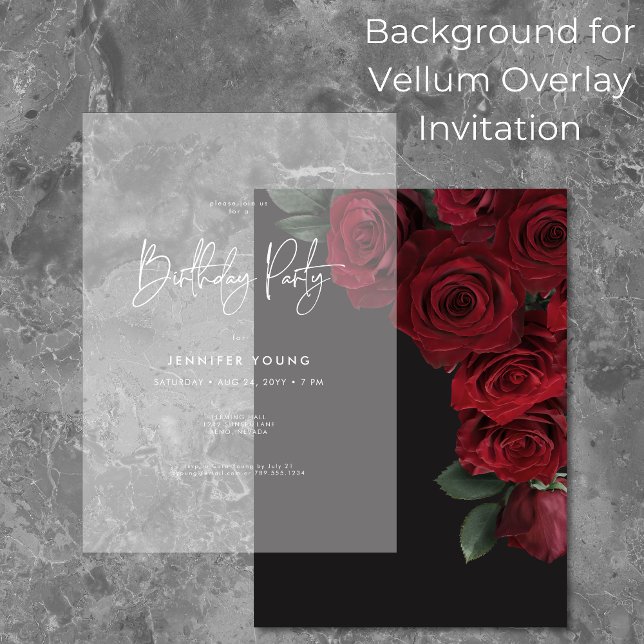 Elegant Red Roses Floral Birthday Background Invitation (Creator Uploaded)