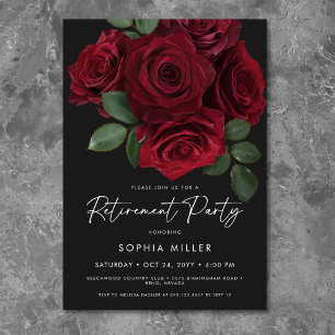 Elegant Red Roses Floral Retirement Party Invitation