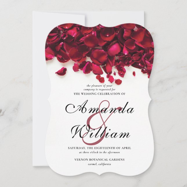 Elegant Red Roses Floral Wedding Invitation (Front)