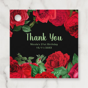Elegant Red Roses Flowers Birthday Party Favour Tags