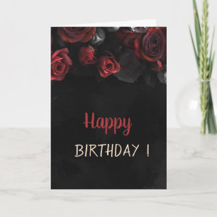 Elegant Red Roses Gothic Birthday Card