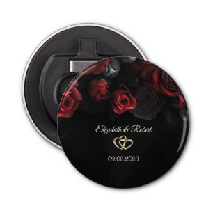 Elegant Red Roses Gothic Wedding Bottle Opener
