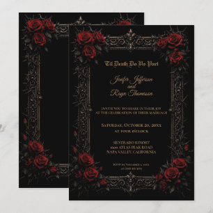 Elegant red roses Gothic wedding Invitation