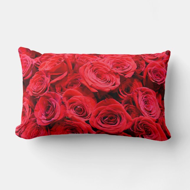 Elegant Red Roses red florals red flowers Lumbar Cushion (Front)