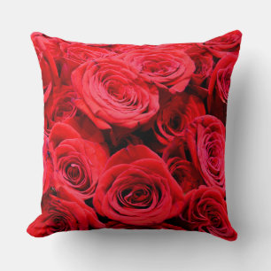 Elegant red roses red flowers red floral cushion