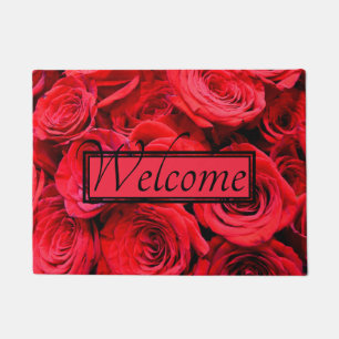 Elegant red roses red flowers red floral doormat