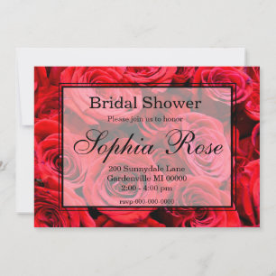Elegant red roses red flowers red floral invitation