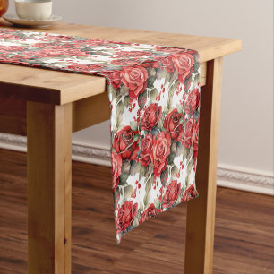 Elegant Red Roses Table Runner
