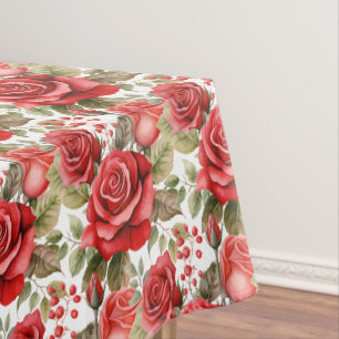 Elegant Red Roses Tablecloth