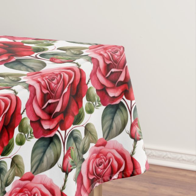Elegant Red Roses Tablecloth (In Situ)