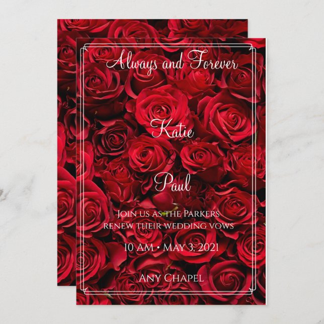 Elegant Red Roses Wedding invitation (Front/Back)