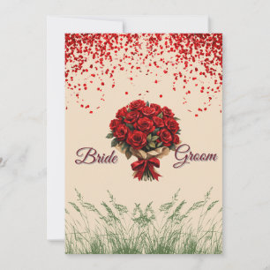 Elegant Red Roses Wedding Invitation