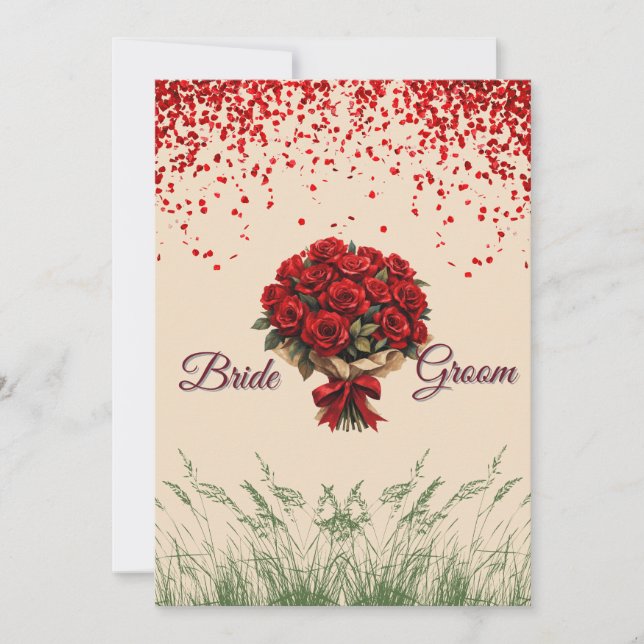 Elegant Red Roses Wedding Invitation (Front)