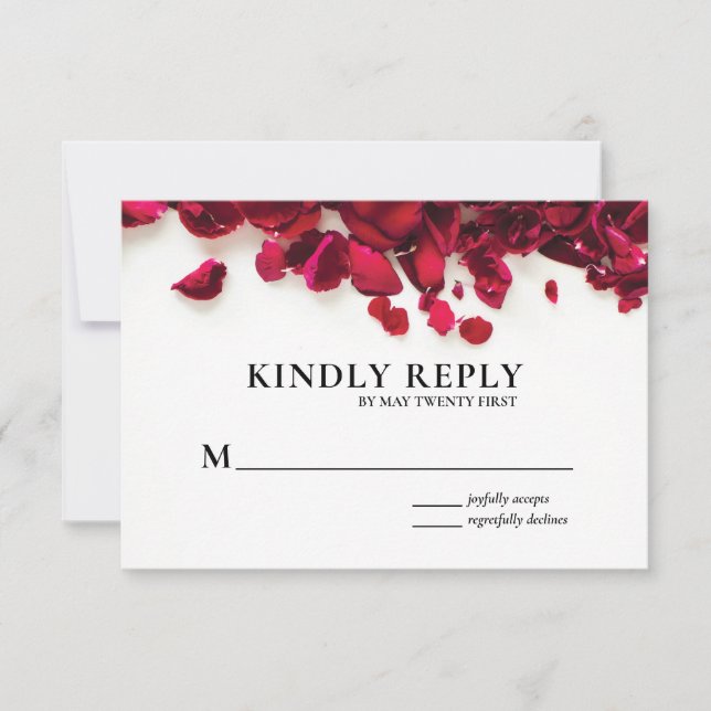 Elegant Red Roses Wedding RSVP Card (Front)