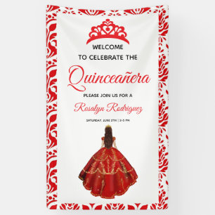 Elegant Red Royal Quinceañera Banner