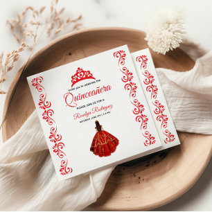 Elegant Red Royal Quinceañera Napkin