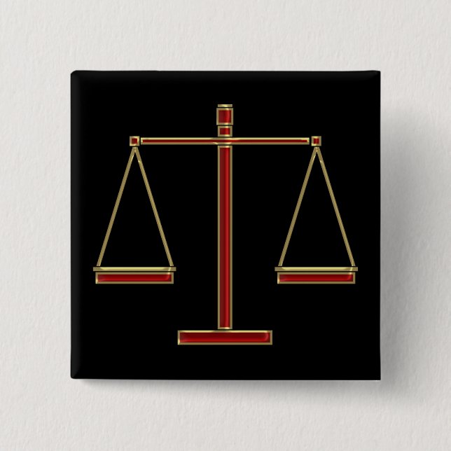 Elegant Red Scales of Justice | Law 15 Cm Square Badge (Front)