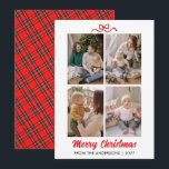 Elegant Red Script Merry Christmas 4 Photo Collage Holiday Card<br><div class="desc">A sophisticated holiday card featuring a beautiful red brush script and a clean four-photo grid layout. The perfect balance of modern typography and traditional festive elements for your family greetings.</div>