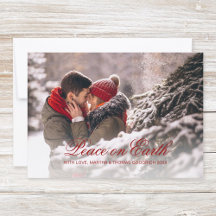 Elegant Red Script Peace On Earth Gradient Photo