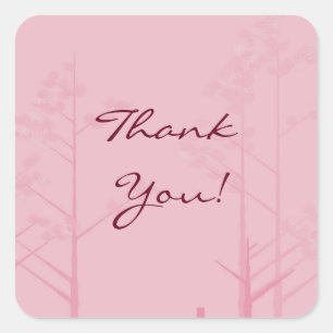 Elegant Red Shadowy Trees Thank You Square Sticker
