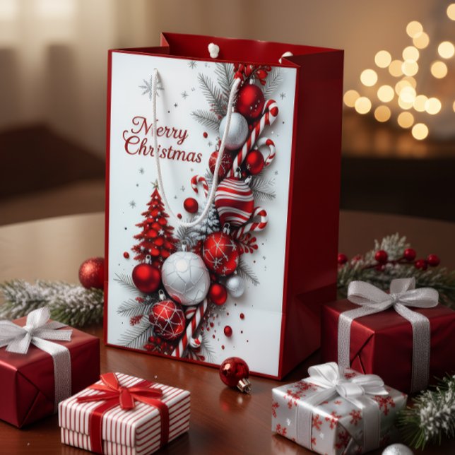 Elegant Red & Silver Christmas Gift Bag (Creator Uploaded)