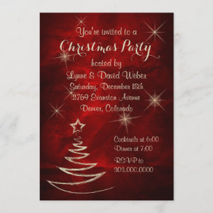 Elegant Red Silver Christmas Party Invitation