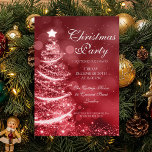 Elegant Red & Silver Christmas Party Sparkle Invitation<br><div class="desc">Elegant Christmas / Corporate / Dinner Party Invitation template with sparkling Silver "Christmas Tree" on red. Impress your friends with this sophisticated and elegant invitation design. Fully customisable!</div>