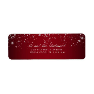 Elegant Red Silver Glitter Label Return Address Label