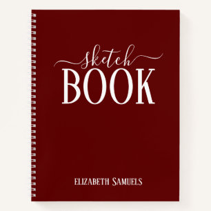 Elegant Red Sketch Book with name gift for her