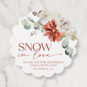 Elegant Red Snow in Love Winter Bridal Shower Favour Tags
