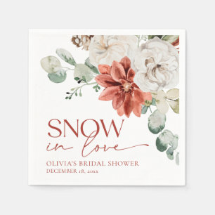 Elegant Red Snow in Love Winter Bridal Shower Napkin