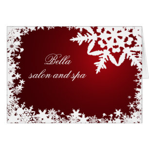 elegant red snowflakes  Business Thank You Cards