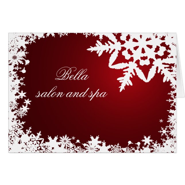 elegant red snowflakes  Business Thank You Cards (Front Horizontal)