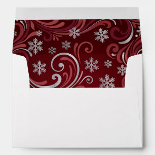 Elegant Red Snowflakes Winter Wedding Envelope