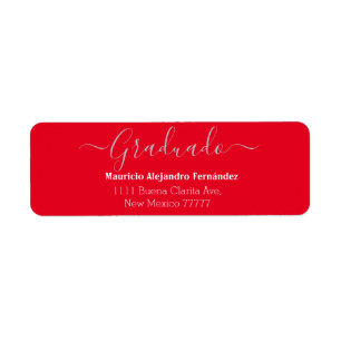 Elegant Red Spanish Class Year Return Lab Address Label