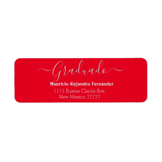 Elegant Red Spanish | Class Year Return Lab Address Label (Front)