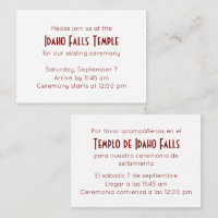 Elegant Red Spanish-English Temple Sealing Invite