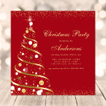 Elegant Red Sparkle Christmas Tree Party Invitation<br><div class="desc">Elegant Red Sparkle Christmas Tree Party Invitation. This design features an elegant winter design with a gold sparkle Christmas tree on a red holiday background. Perfect for a formal corporate company holiday party. Personalise this custom design with your own party details.</div>