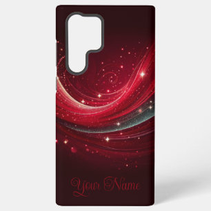 Elegant Red Sparkling Swirl Background Samsung Galaxy Case