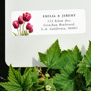 Elegant Red Spring Tulip Flowers Return Address Label
