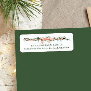 Elegant Red Striped Bow Christmas Return Address Label