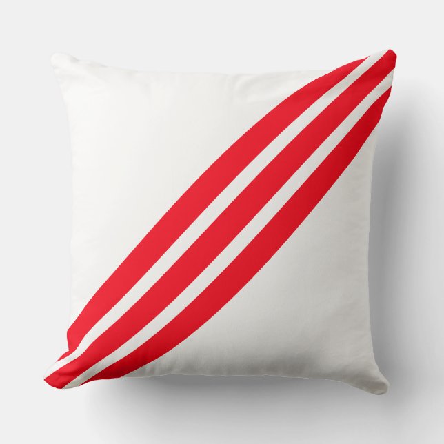 Elegant Red Stripes on White Cushion (Front)