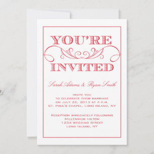 Elegant Red Swirl Wedding Invitation