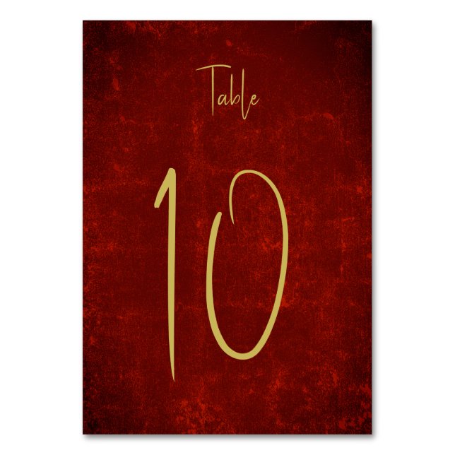 Elegant Red Texture Gold Christmas Sign Guest Book Table Number (Front)