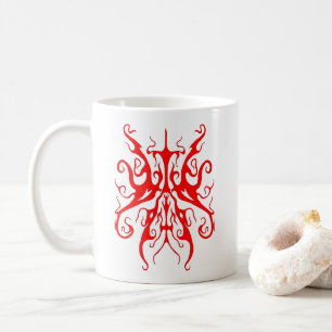 Elegant Red Tribal Mask Abstract Design Coffee Mug