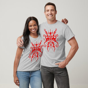 Elegant Red Tribal Mask Abstract Design T-Shirt