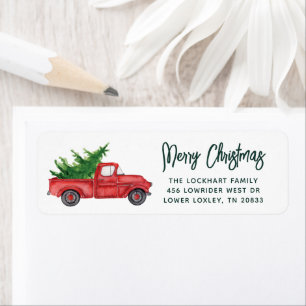 Elegant Red Truck Christmas Holiday Return Address Label